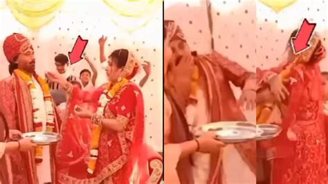 Today Trending Video Groom Was Showing Tantrum For Eating Rasgulla Bride Slap On The Stage