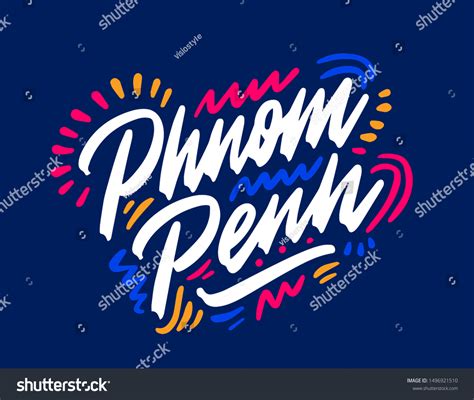 Phnom Penh Handwritten City Namemodern Calligraphy Stock Vector