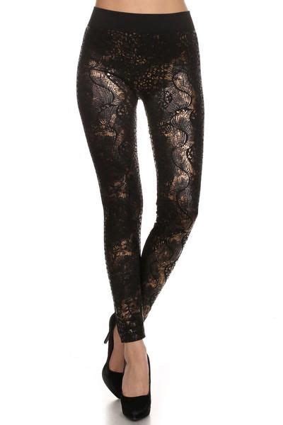 Black Metallic Gold Legging Metallic Gold Leggings Gold Leggings