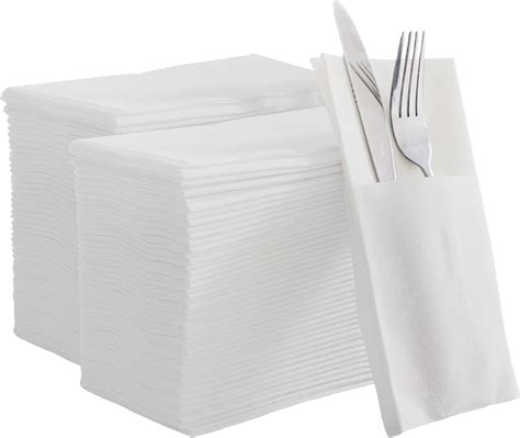 Amazon Kmakii Pack White Paper Dinner Napkins With Built In