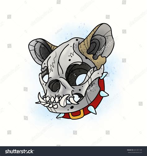 Dog Skull Stylized Skeleton French Bulldog Stock Illustration 691391149