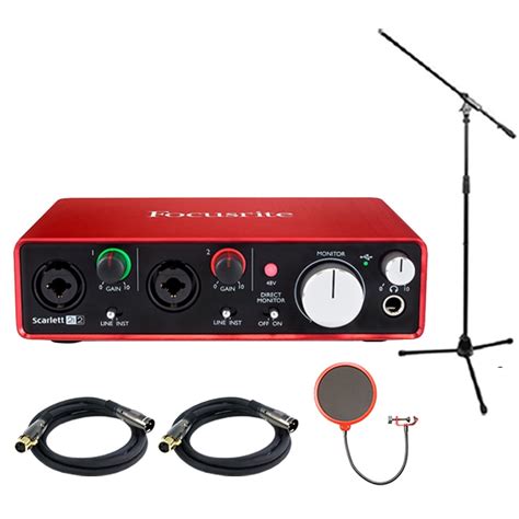 Focusrite Scarlett 2i2 Usb Audio Interface 2nd Generation Bundle With Professional Microphone