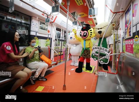 Hangzhou City, China, 1 June, 2023. The anime themed train of Hangzhou Metro Line 1 officially ...