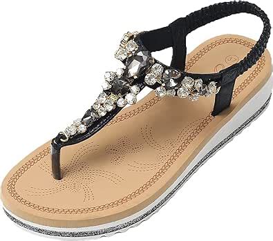 Jomix Sommer Flip Flops Damen Glitzer Zehentrenner Strasssteine