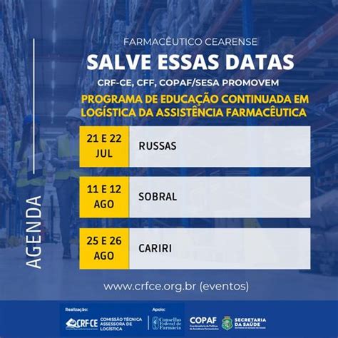 CRF CE CFF COPAF SESA promovem Programa de Educação Continuada em