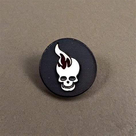 Vintage Minimalistic Clean Skull Warning Enamel Pin Stable Diffusion