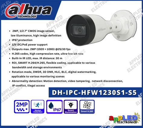 Dahua DH IPC HFW1230S1 S5 2MP IP PoE Network Camera Lazada PH