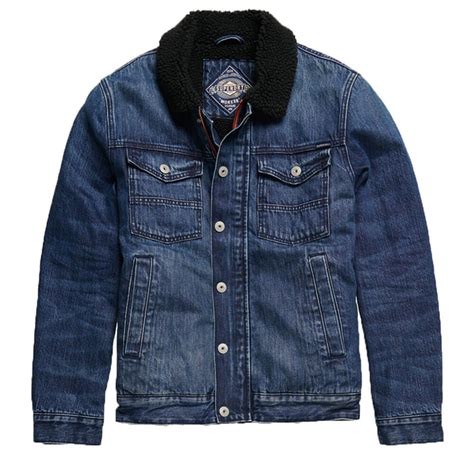 Hacienda Sherpa Denim Veste Jean Homme Superdry Bleu Pas Cher Veste