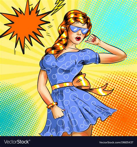 Pop Art Girl In Blue Dress Royalty Free Vector Image