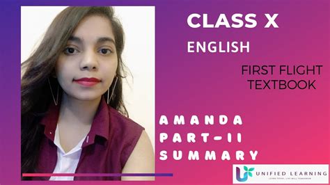 Class X English First Flight Textbook Poem Amanda Part Ii Youtube