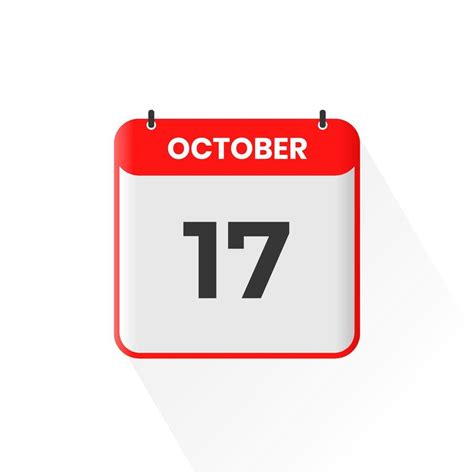 17th October calendar icon. October 17 calendar Date Month icon vector ...