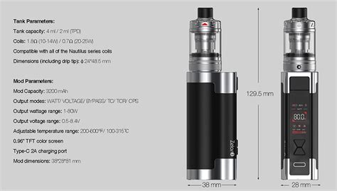 Aspire Zelos Kit W Mod Kit With Ml Nautilus Tank