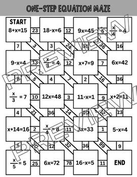 One Step Equation Maze By Teach Travel And Read TPT