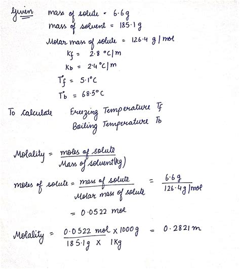 Answered Calculate Freezing Temperature Tf And Bartleby