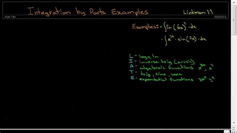 Integration By Parts Examples Calculus Liate Method Youtube