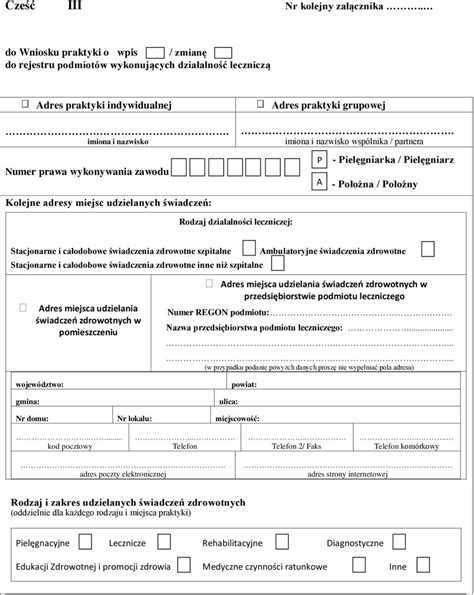 Wniosek Indywidualnej Praktyki O Wpis Zmian Do Rejestru Podmiot W