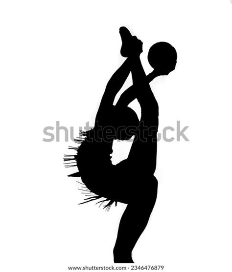 Stencil Art Silhouette Image Rhythmic Gymnast Stock Illustration