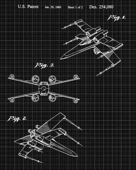 X-Wing Blueprint Poster Patent Print Star Wars Spaceship – GalleryThane