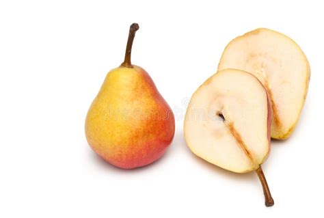 Pears Whole And Cut In Half Stock Photo Image Of Horizontal Shadow