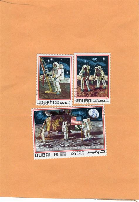 Moon Landing Postage Stamps Apollo Dubai United Arab Emirates