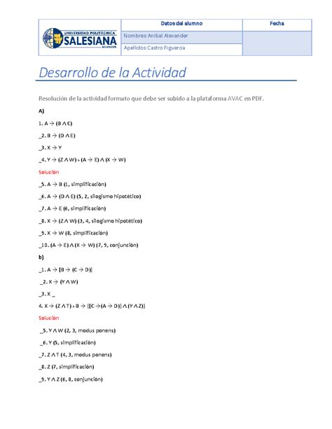 Pensamiento Critico Anibal Castro Datos Del Alumno Fecha Nombres