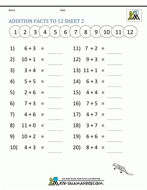 Addition And Subtraction Facts To Worksheet Subtraction Worksheets