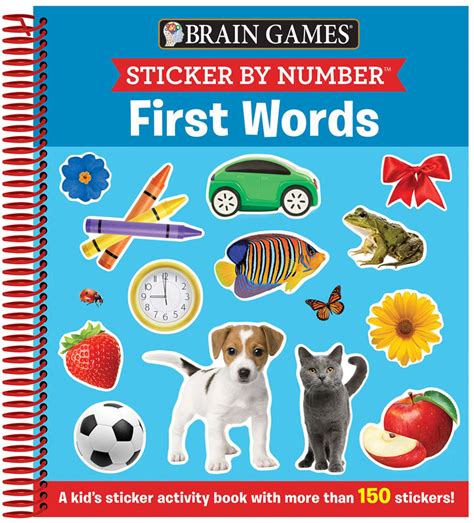 Sticker By Number First Words Brain Games 52 Pages Publications