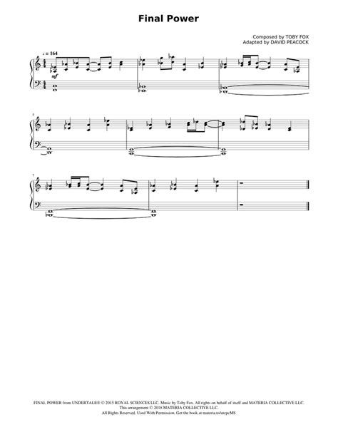 Final Power Undertale Complete Piano Sheet Music Sheet Music For Piano Solo Easy