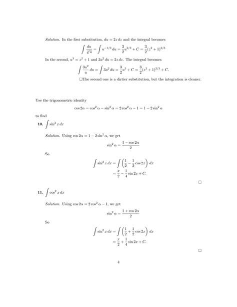 Lesson 28 Integration By Substitution Worksheet Solutions Pdf