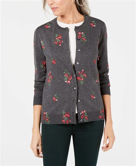 Karen Scott Floral Print Cardigan Sweater Macys