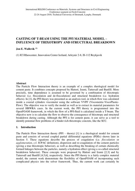 (PDF) Casting of T-beam using The PFI material model – influence of thixotropy and structural ...