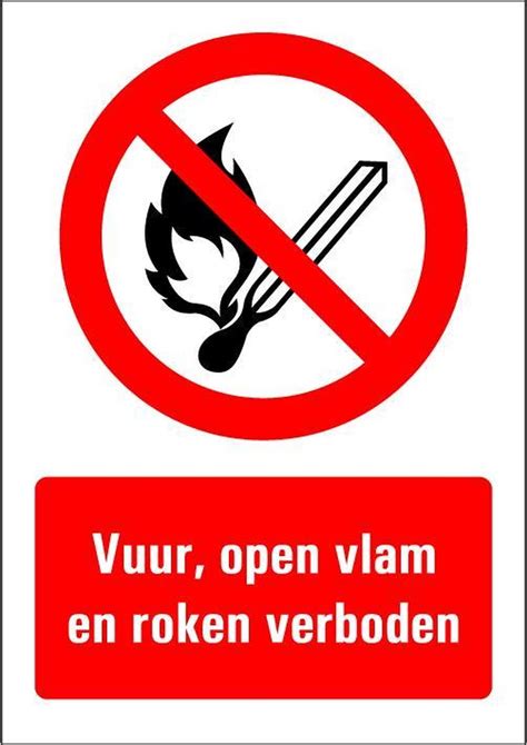 Vuur Open Vlam En Roken Verboden Tekststicker 210 X 148 Mm A5 Bol