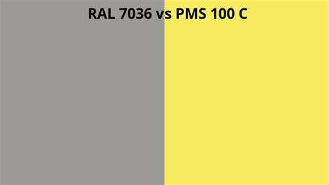 RAL 7036 Vs PMS 100 C RAL Colour Chart UK