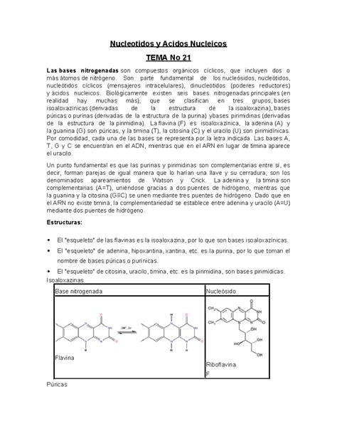 Tema 21 Nucleotidos Y Acidos Nucleicos Nucleotidos Y Acidos Nucleicos