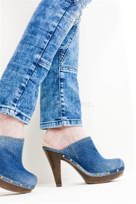 Denim Clogs Stock Image Image Of Shoes Indoors Style 27009309