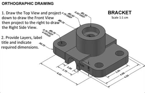 Answered Orthographic Drawing 1 Draw The Top… Bartleby