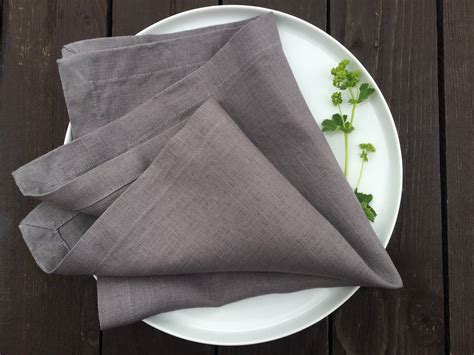 Set Of Linen Napkins Linen Napkins Napkins Gray Cloth Serviette