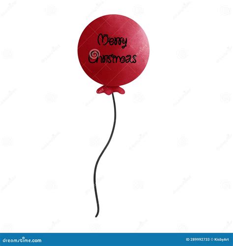 Red Balloon With Merry Christmas Letters Clipart Watercolor