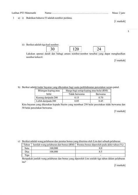 PDF Matematik PT3 Contoh Soalan Dan Jawapan DOKUMEN TIPS