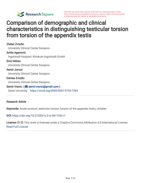 Pdf Comparison Of Demographic And Clinical Characteristics In