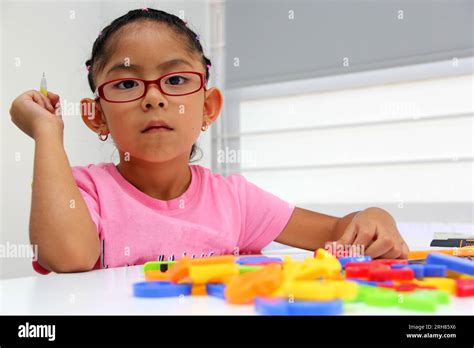 Year Old Brunette Latina Girl With Autism Spectrum Disorder Asd Like