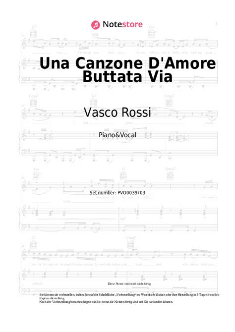 Una Canzone D Amore Buttata Via Vasco Rossi Noten Gesang Pdf Klavier