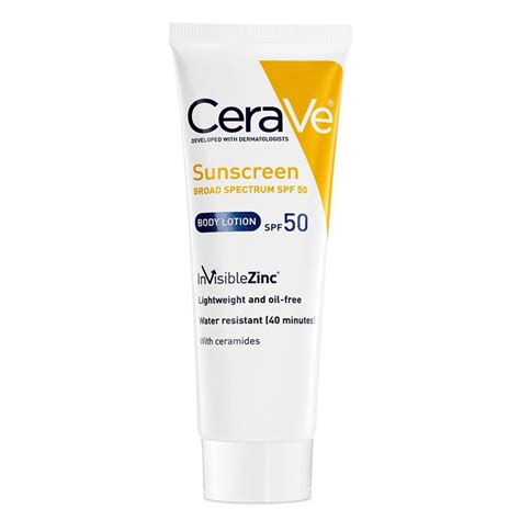 Cerave Sunscreen Spf 50 Lightweight And Oil Free Body Lotion 35 Oz