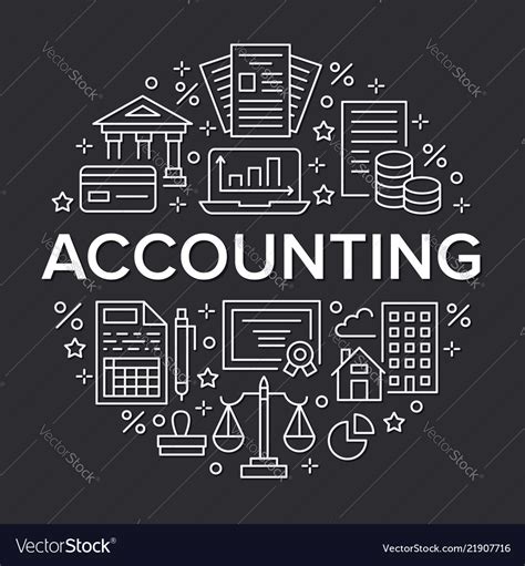 Financial Accounting Circle Poster With Flat Line Vector Image