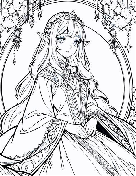 Elf Princess Coloring Pages Printable Download 20 Coloring Etsy