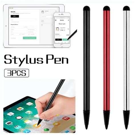 3pcs Universal Mobile Tablet Computer Drawing Touch Screen Stylus 2-In ...