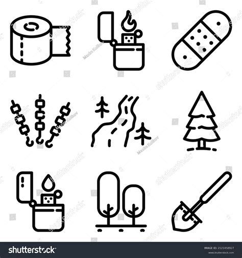 Camping Flat Icon Set Isolated On Stock Vector Royalty Free