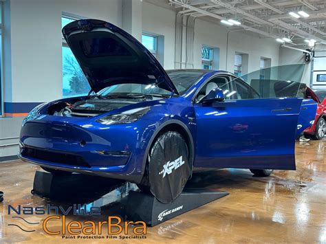 Blue Tesla Model Y Xpel Ultimate Ppf Clear Bra Nashville Clearbra