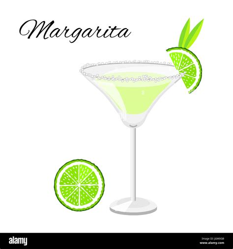 Beliebte Margarita Cocktail Cartoon Stil Sommer Longdrink Isoliert Auf