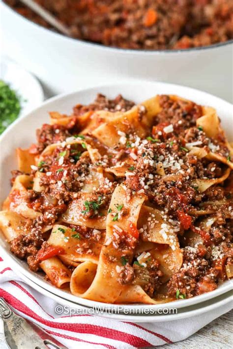 Classic Homemade Bolognese Sauce Pappardelle Spend With Pennies